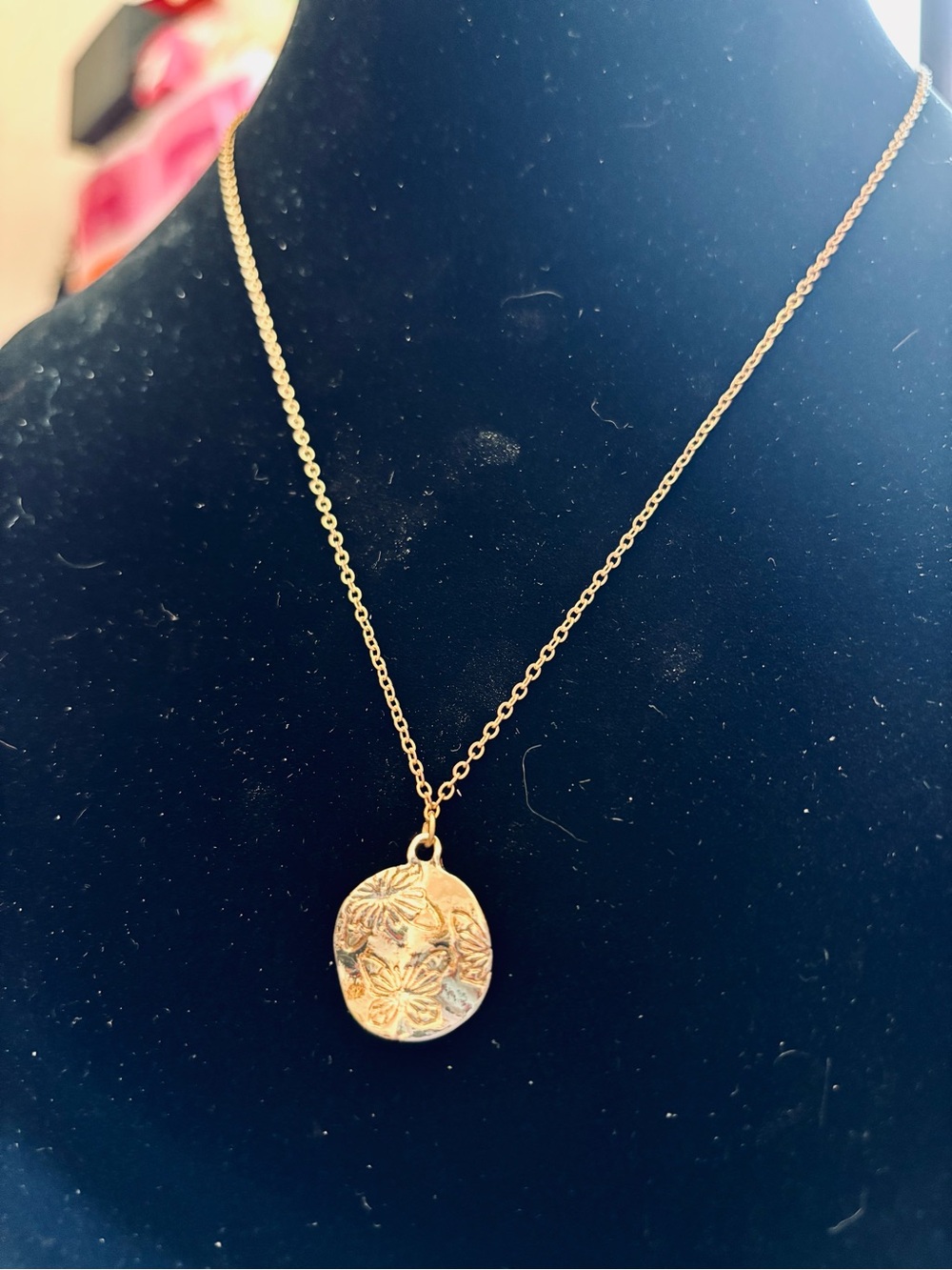 Delicate Gold Floral Disc Necklace for Women - 925 marked